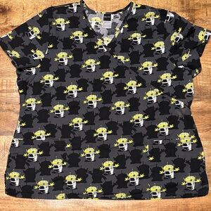 Disney Pixar Toy Story Alien-Woman Scrub Top-Size XXL Black/Green-Pockets-(6)
